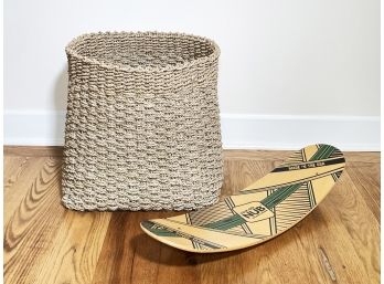 A Woven Basket And Balance Board