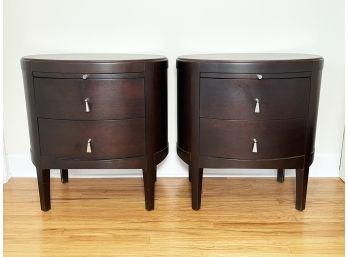 A Pair Of Modern Mahogany Nightstands