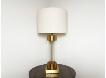 A Modern Brass And Glass Lamp By Restoration Hardware