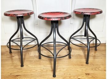 A Trio Of Vintage Industrial Stools