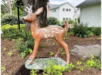 A Vintage Cast Stone Garden Deer