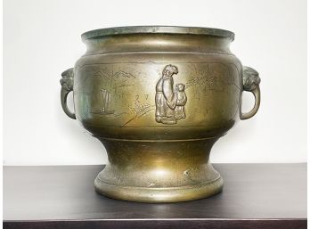 An Antique Asian Brass Cache Pot