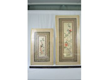 Pair Of Hand Embroidered Chinese Silk Panels