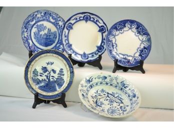 Blue And White Plate And Server Lot #2