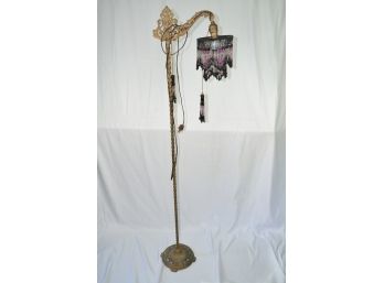 Antique Floor Lamp With Bead Fringe Shade