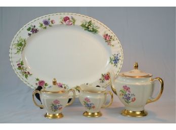 CG USA 22 K Tea Set And Royal Albert Platter