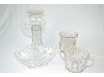 Antique Depression Era Cut Glass Lot Including Angel