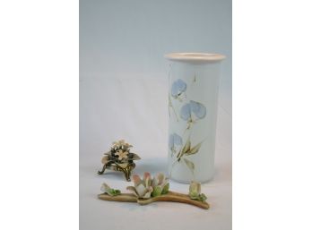 Bruce Van Valen Vase With Ornate Floral Porcelain Art