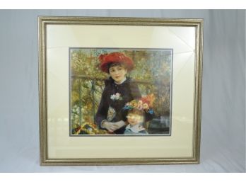 'Two Sisters On The Terrace' By Pierre- Auguste Renior - Print In Frame