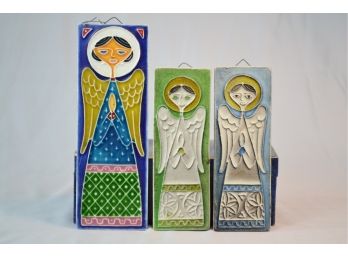 Creazioni Luciano Handpainted Ceramic Angle Tiles Set Of 3