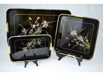 Vintage Lacquer Iris Nesting Tray Set