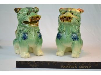 Vintage Pair Of Chinese Guardian Lion 'Foo Dog' Statues