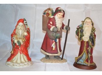 Trio Of Ceramic Santa Figures