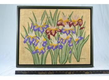 Original Artwork Iris Needlepoint In Frame