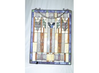 Antique Stained Glass Hanging Panel