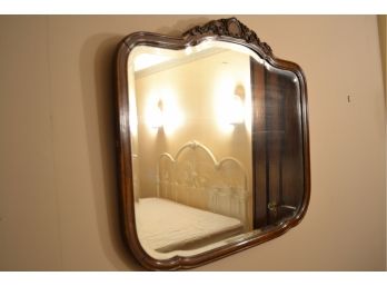 Mahogany Antique Wall Mirror With Hand Carved Detail