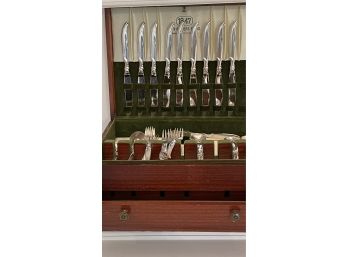 1847 Rogers Bros. Flair Pattern Silverware With Storage Chest Partial Set