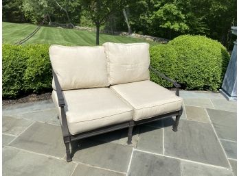 Restoration Hardware Cast Aluminum  Outdoor 2 Seat Sofa With Cushions