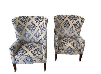 BAKER  FURNITURE Blue & Cream Lounge  Chairs