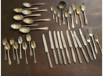 Group  Of Silver Plated Flatware 30 Plus Pieces