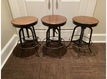 Industrial Wood Top Metal Base Counter Stools