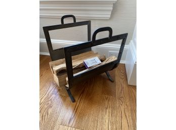 Hand Forged Metal Fireplace Log Holder Stand