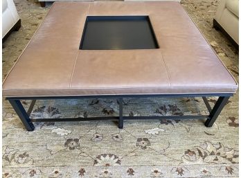 BAKER  Furniture Bill Sofield Collection Leather And Metal Porter Ottoman Coffee Table  ( Paid $ 3,300 )