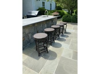 Outdoor Round Swivel Woven Counter Stools