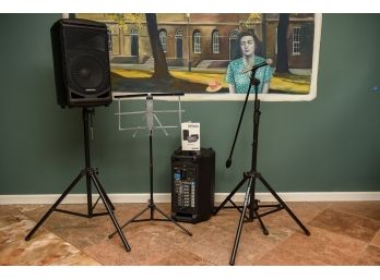 Expedition XP1000 1000-Watt Portable PA System, Shure SM58 Microphone And Folding Music Stand