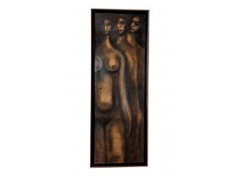 Signed Nude Painting By Cuban Artist Camue Dated 2002