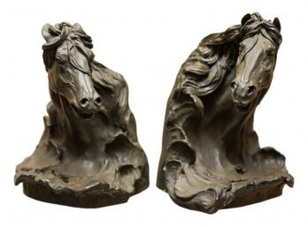 Pair Of Resin Horse Bookends