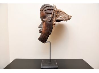 Bassa Royal Carved Wood Ceremonial Face Mask On Stand, Liberia (RETAIL $1,195)