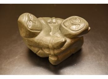 Vintage Inuit Carved Soapstone Of Two Eskimos Hugging