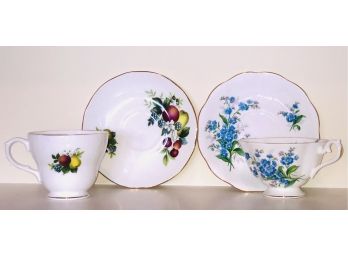 Fine English Porcelain Floral Teacups And Saucers ~ Royal Albert And Duchess