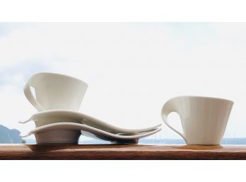 Sexy German-made Fine White Porcelain Villeroy And Boch Undulating Soup And Sandwich Dishes