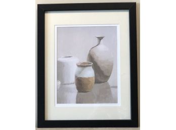 Print Of Watercolor ~ 3 Pottery Vessels ~ Framed Under Glass