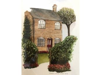 Signed Original Watercolor ~ Brick House With Foliage By Artist Donna Davies Timm 2013