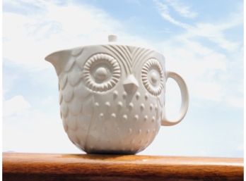 West Elm Mid Century Owl Figure White Porcelain Tea Pot