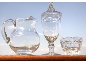 Glassware ~ Lidded  Apothecary Jar ~ Jug ~ Small Hearts Bowl