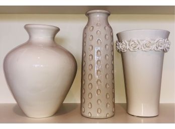 A Fantastic Trio Of Artisan-made Stoneware Vessels