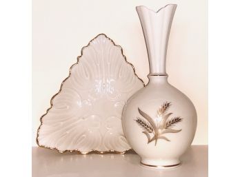 2 Pieces Of Lovely Vintage Lenox Porcelain ~ Bud Vase Plate