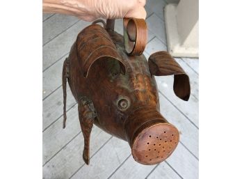 Wonderful Pig Figure Watering Can ~ Hammered Coppered Metal