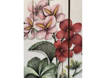 Anemone Simple Large Floral Painted On Solid Heavy Wood ~ Shabby Chic Cream Background