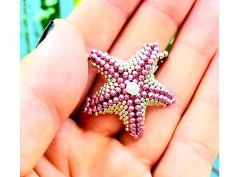 Pink And Silver Sea Star Pendant Necklace