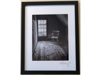 Signed Ed Fischer Original Black And White Photograph ~ Lone Chair In Attic