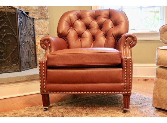 Hancock & Moore Brown Leather Tufted Club Chair