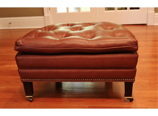 Hancock & Moore Brown Leather Tufted Ottoman