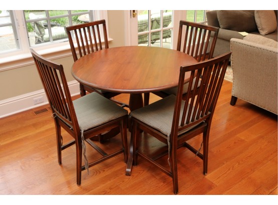 Buying & Design SPA Italia Round Wood Dining Table + Four Chairs With Custom Made Chair Pads