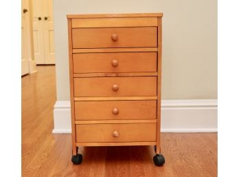 Rolling Art Supply Cabinet With Five Drawers