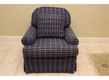 Ethan Allen Home Interiors Blue Plaid Chair With Pillow